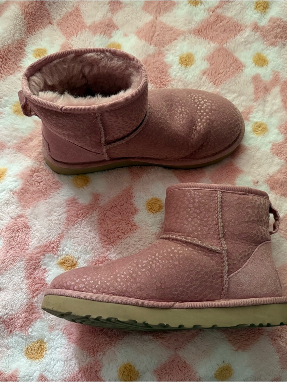 Pink Classic Ugg Mini Sparkle Spots Ankle Boots